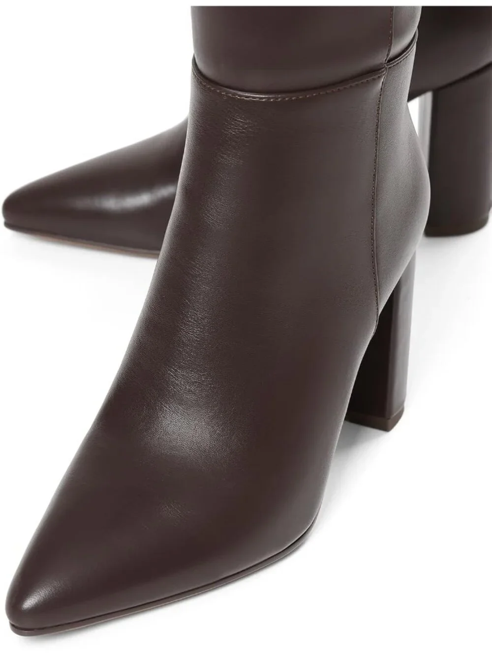 Women's Chocolate Chunky Heel Pointed Toe Non Slip Side Zipper Knee High Boots